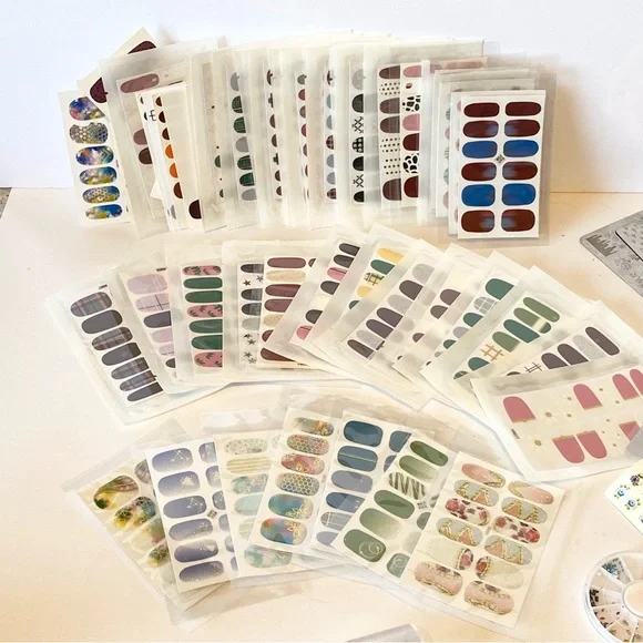 HUGE LOT 50+ Unopened Nail Polish Wraps Strips Stamps Rhinestones